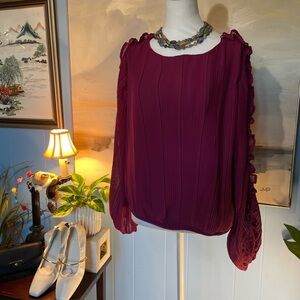 Chic Burgundy Ruffle Blouse